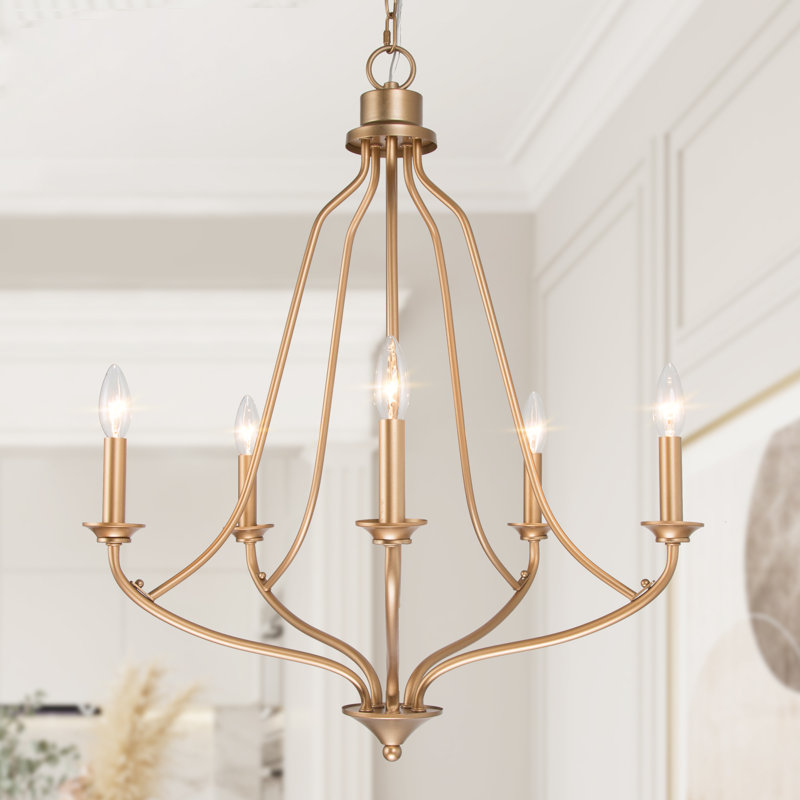 Lustre 5 lumières façon bougie Holk, Or rose