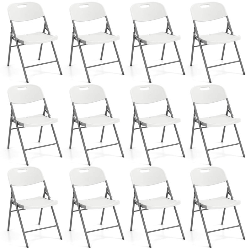 Ensemble de 12 chaises pliantes en plastique avec cadre en métal pour bureau à domicile