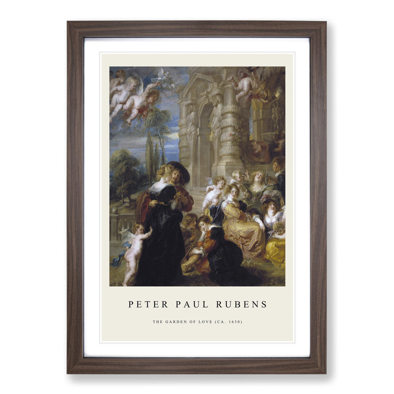The Garden of Love by Peter Paul Rubens - Picture Frame Painting, 48cm H x 36cm W x 2cm D, Walnut Framed