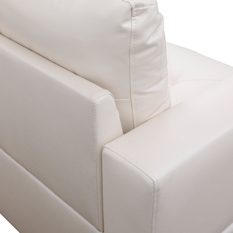 Halid Wide Sofa & Chaise with Ottoman, Left Hand Facing, Faux Leather Cream