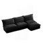 Canapé modulaire rembourré sans accoudoirs à 3 places avec repose-pieds réversible, canapé modulaire sans accoudoirs, tissu chenille, noir