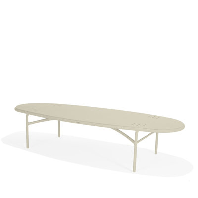 Oceans Oval Metal Outdoor Coffee Table With Umbrella Hole , 81'' in. W 31'' in. D