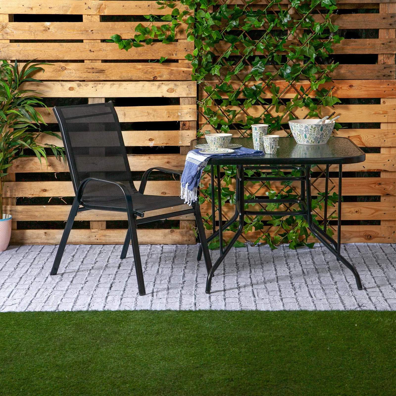 Harbour Housewares Texteline Canvas Garden Chairs Black Wayfair.co.uk