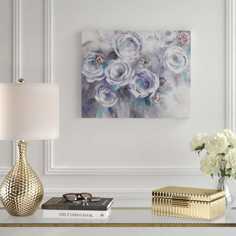 « glacé florals », reproduction de peinture à l’aquarelle sur toile, H 30 po x l 40 po x P 1,5 po