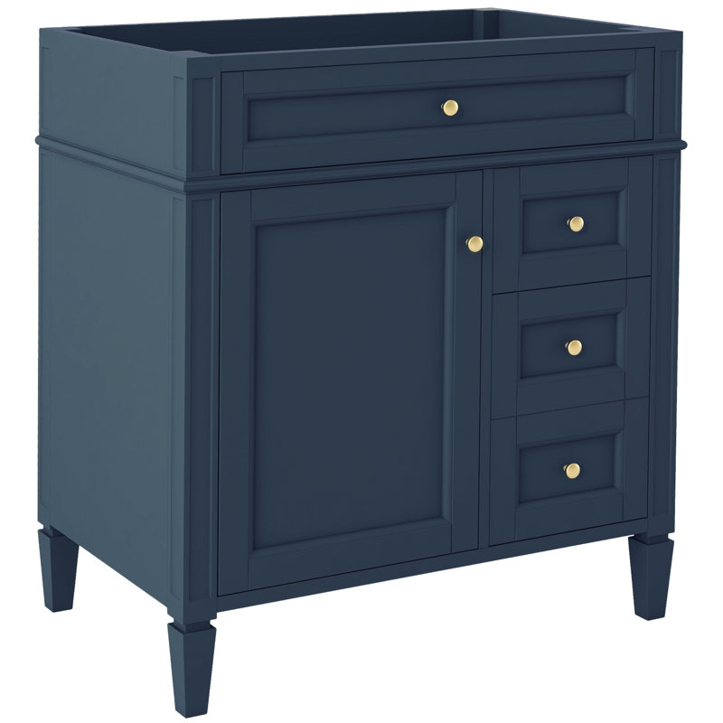 Meuble-lavabo de 30 po, 3 tiroirs, organisateur de porte d'armoire, tablette réglable, tiroir basculant, rangement diversifié, design moderne, bois massif à pieds romains exquis pour une transformation en douceur du rangement