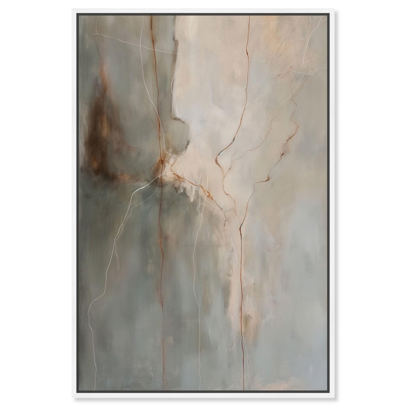 Fiery Traces II Canvas Minimalist Abstract by Art Remedy, 31" H x 21" W, White Framed