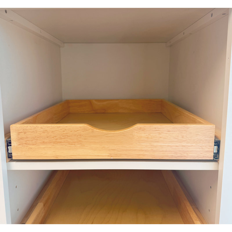 Tiroir de rangement coulissant en bois massif pré-assemblé avec glissières à extension douce Prestridge, 24"
