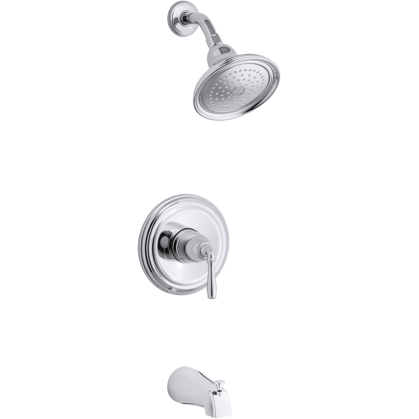 Kohler Devonshire Rite-Temp Bath and Shower Trim Set with Slip-Fit or NPT Spout, Valve Not Included, Vibrant Brushed Nickel