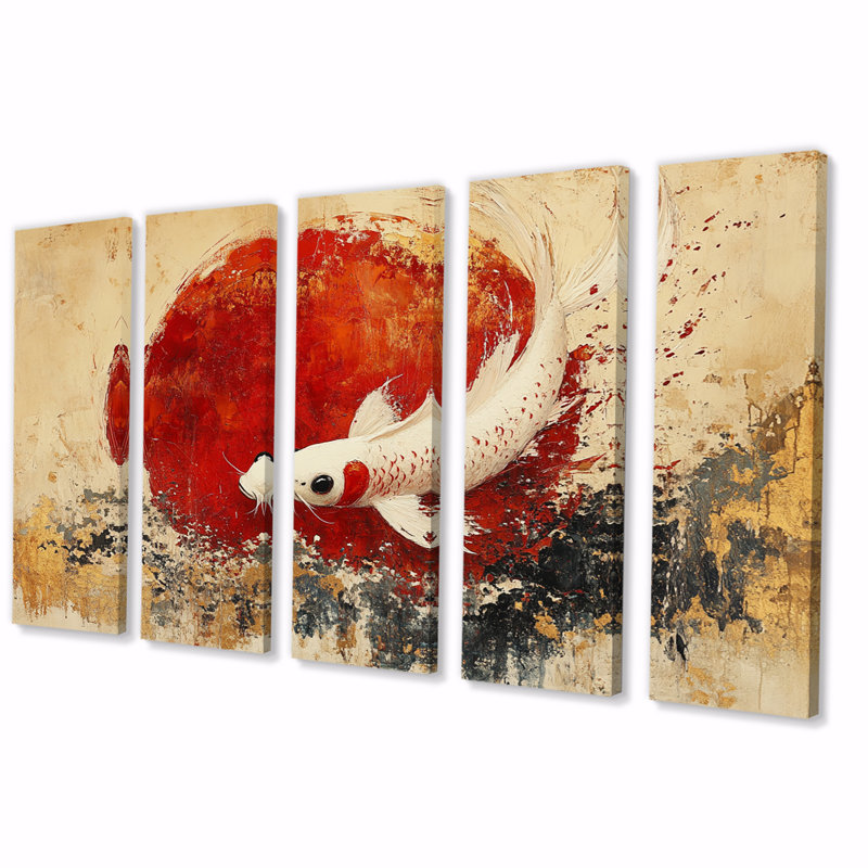 Zodiaque chinois blanc et rouge, H 28 po x l 60 po