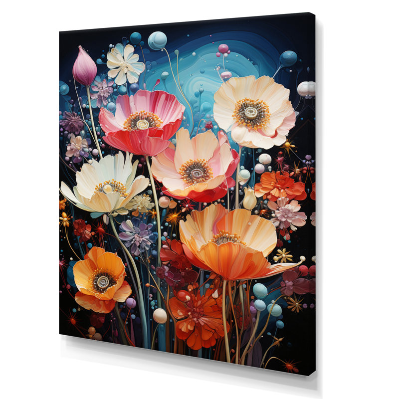 Fleurs sauvages en fleurs sur toile, Toile tendue, H 40 po x l 30 po x P 1,5 po