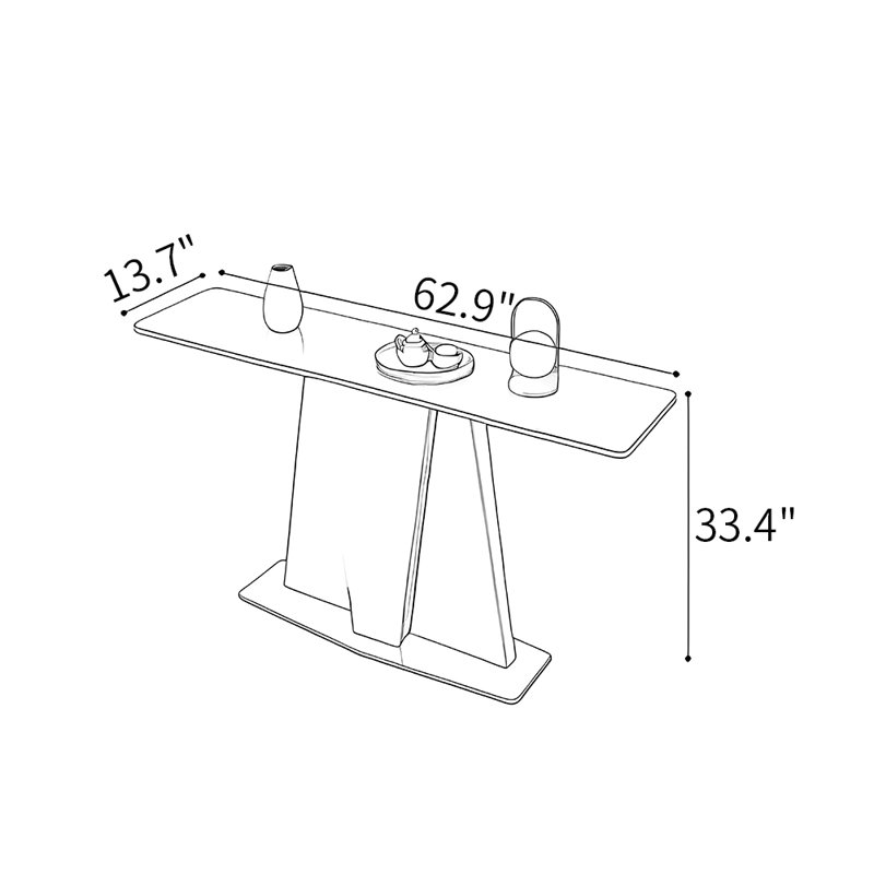 Console moderne en pierre frittée simple., H 33,4 po x l 62,9 po x P 13,7 po, Noir