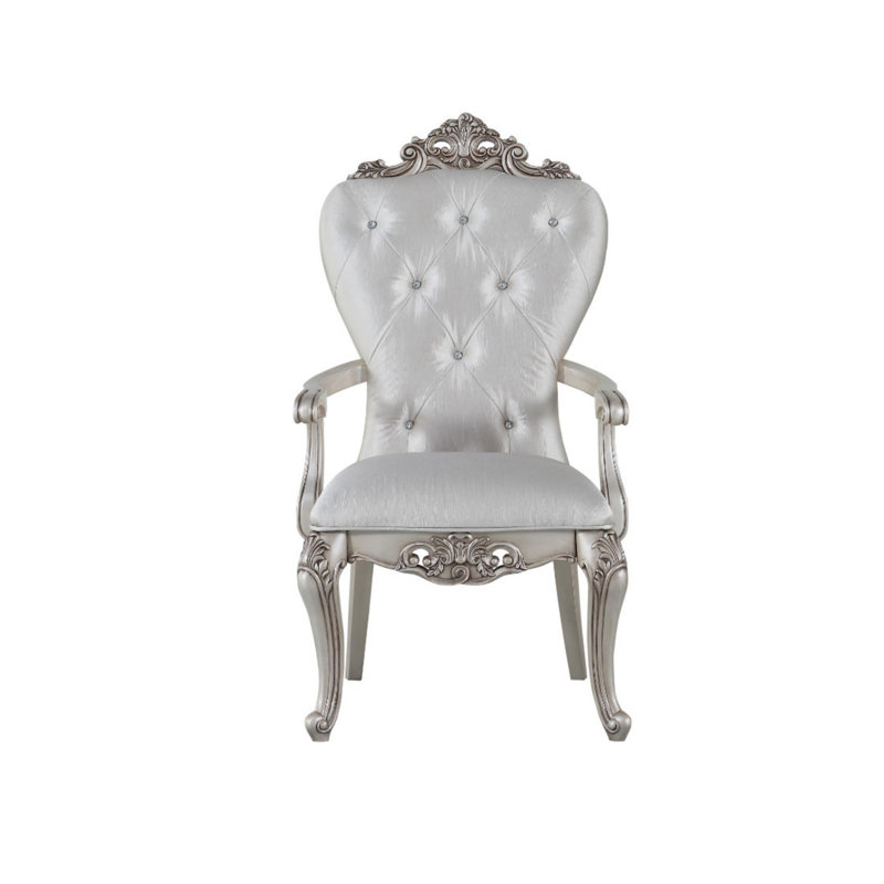 Fauteuil en tissu touffeté blanc Hollen