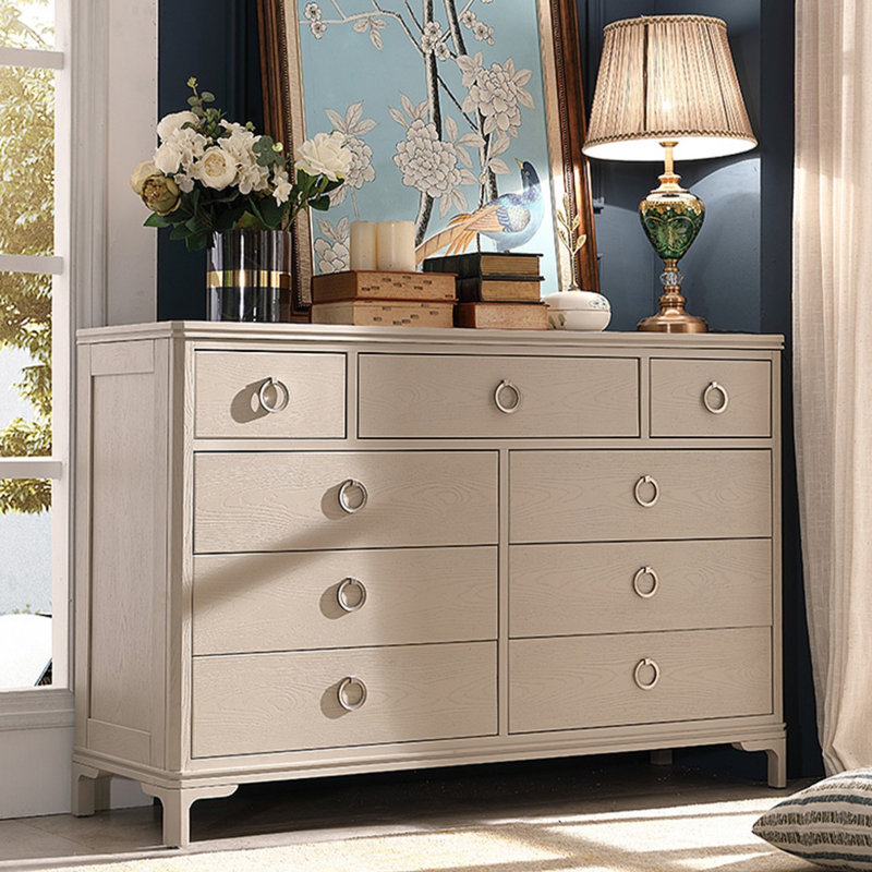 Meuble d'appoint en bois massif gris pâle