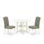 L'ensemble de table de cuisine 3 pièces comprend une table de salle à manger ronde avec Dropleaf et des tablettes et 2 chaises Parson en tissu Shitake foncé, lin blanc-42826314-112679147-112679146