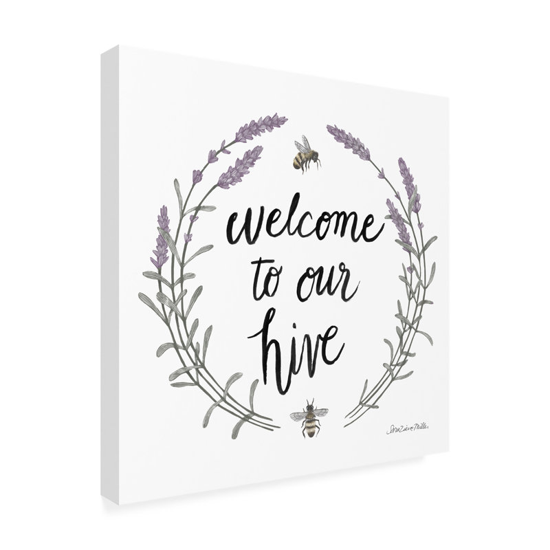 Toile d'extérieur «Happy to Bee Home Words II» Arysa Sara Zieve Miller, H 14 po x l 14 po x P 1,5 po