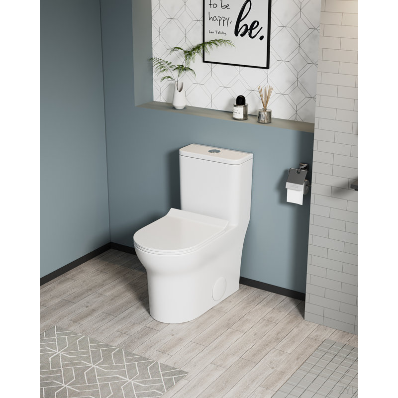 1.1/1.6 GPF Elongated Comfort Height Floor Mounted One-Piece Toilet, CUPC Certified, Watersense Cetified, Ceramic, White Color, Soft Close Seat