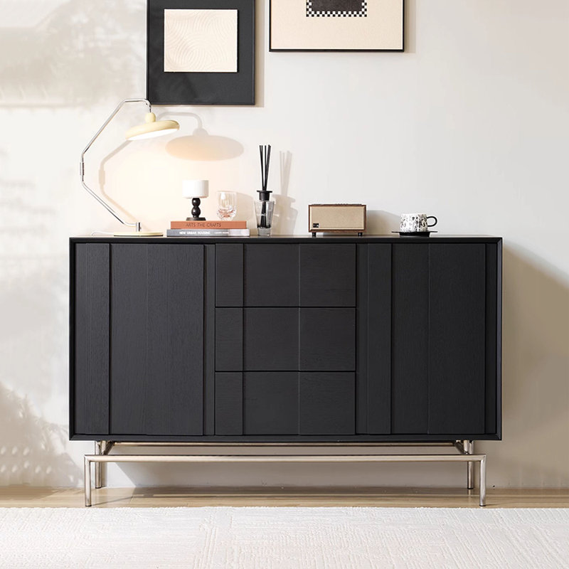 Buffet pratique de qualité supérieure, Noir / argent, H 33,1 po x l 47,2 po x P 15,7 po