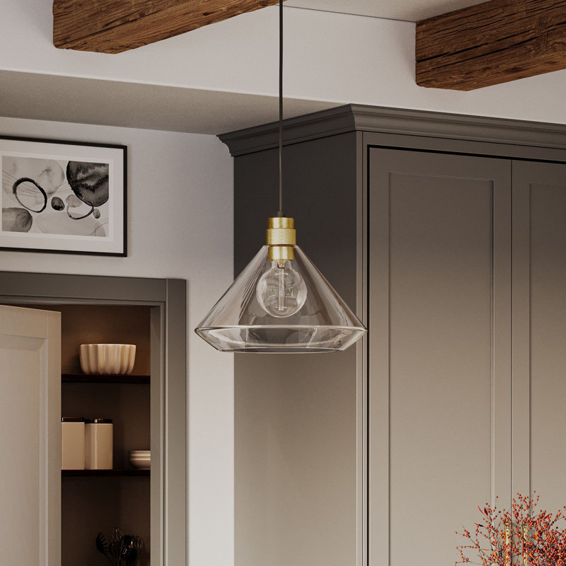 Avec 13.5 in. 1-Light Matte Black Farmhouse Pendant