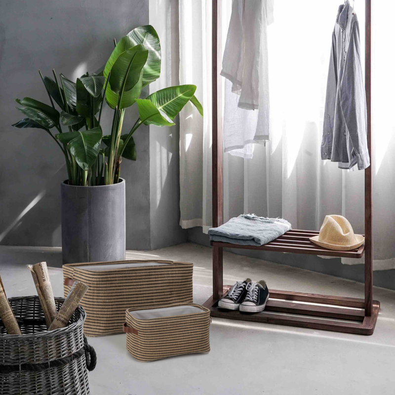 Ensemble de 3 paniers en tissu, Rayures noires