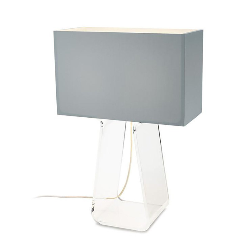 Tube Top Table Lamp, 21" H X 14.5" W X 6.5" D, Clear/Silver