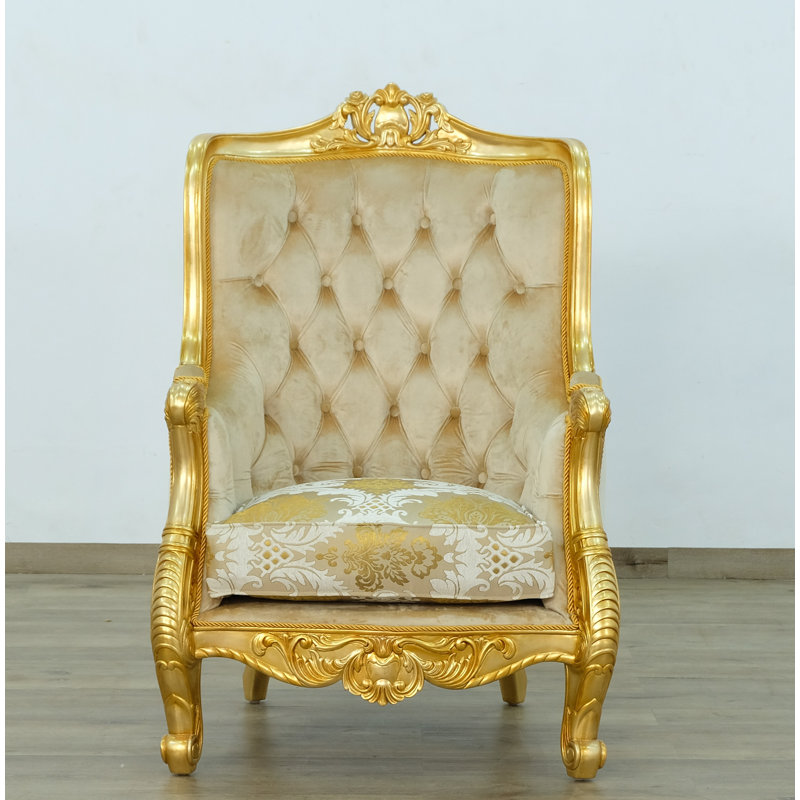 Luxor Tufted Wingback Chair, Gold