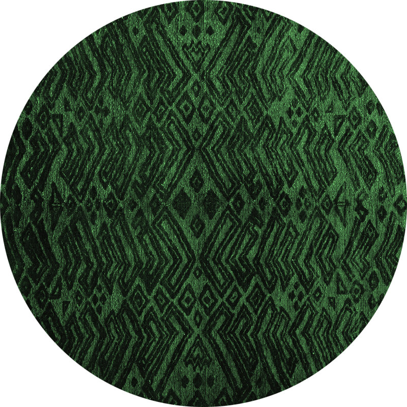 Tapis abstrait vert émeraude 4650, Rond 8 pi