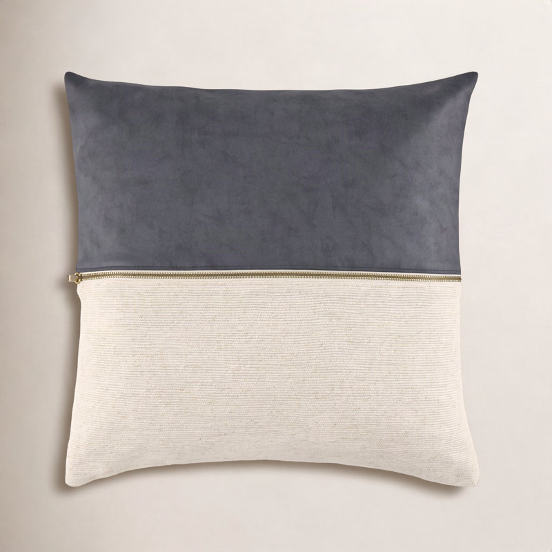 Coussin décoratif Galey Alix X Livabliss San Marco, H 22 po x l 22 po, Inférieur, Gris