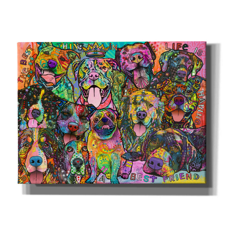 «Best Friends» par Dean Russo - peinture sur toile tendue, H 12 po x l 16 po x P 0,75 po