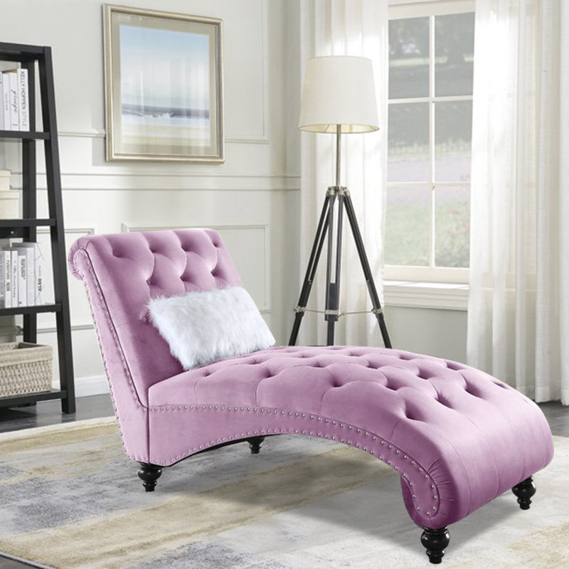 Chaise longue, Velours rose