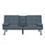 Canapé-lit futon convertible en tissu gris moderne avec ports USB et porte-gobelets rabattables