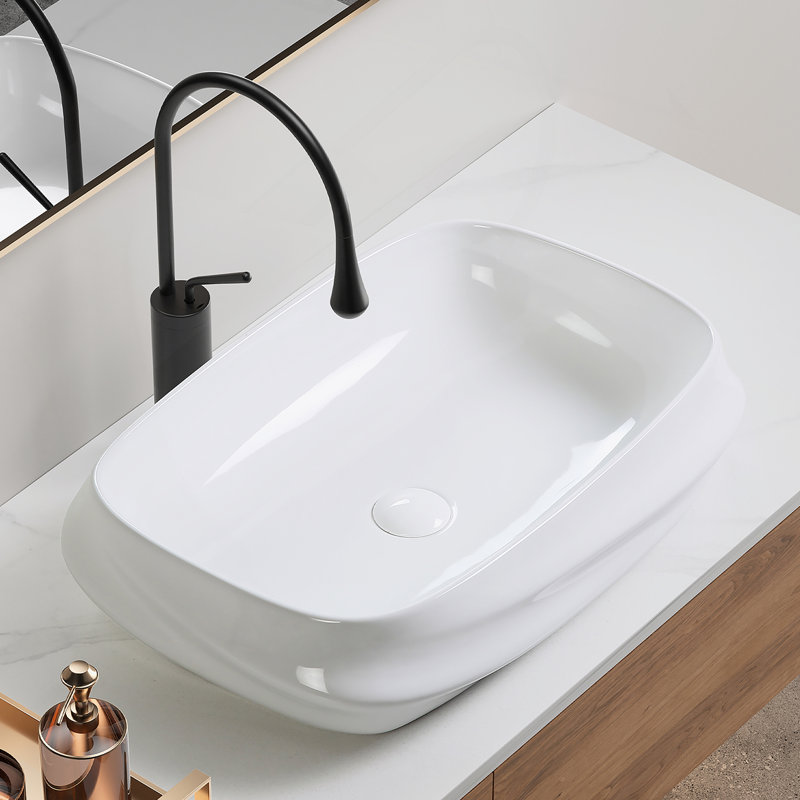 Lavabo vasque rectangulaire en céramique pour salle de bain