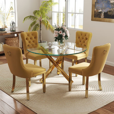 5-Piece Round Glass Dining Table Set