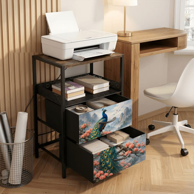 Table de chevet 2 tiroirs avec station de charge, table de chevet de chambre à coucher avec ports USB et prises USB