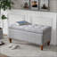 Banc de rangement repose-pieds avec charnière encastrée Bordure de rivet - Gris clair pour chambre à coucher / salon | Noyer brun | Bois-1143796735