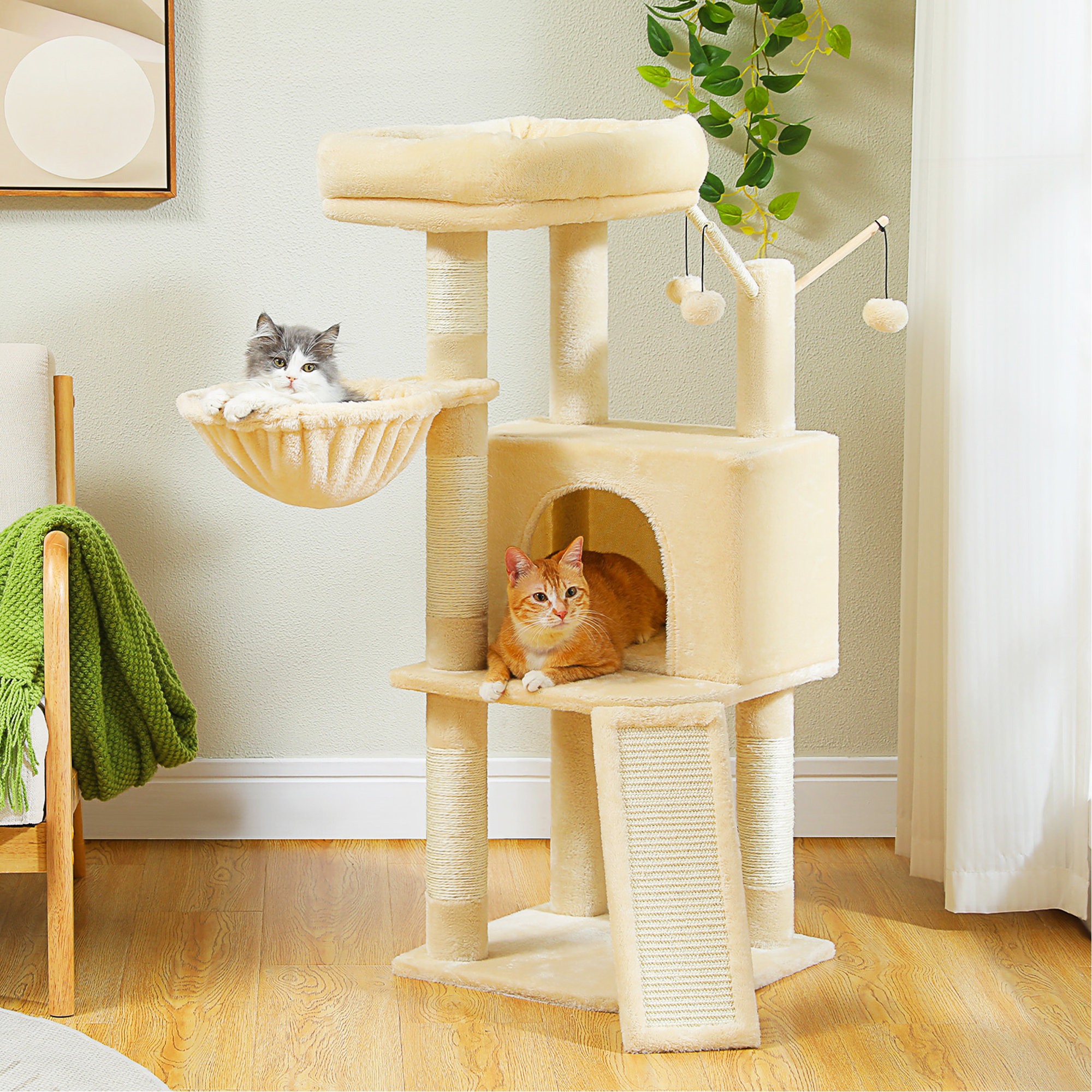 Latitude Run® 41.3 Inch Cat Tree With Multiple Levels, Scratching Posts ...