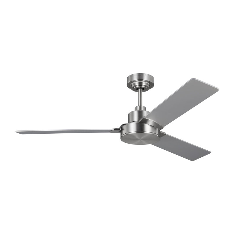 Ventilateur de plafond standard à 3 pales de 52 po avec pièces de contrôle de ventilateur Ebie, Acier brossé