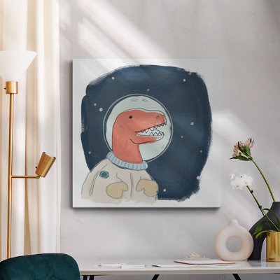 Space Dino II - Toile tendue avec châssis de qualité supérieure - prête à être accrochée