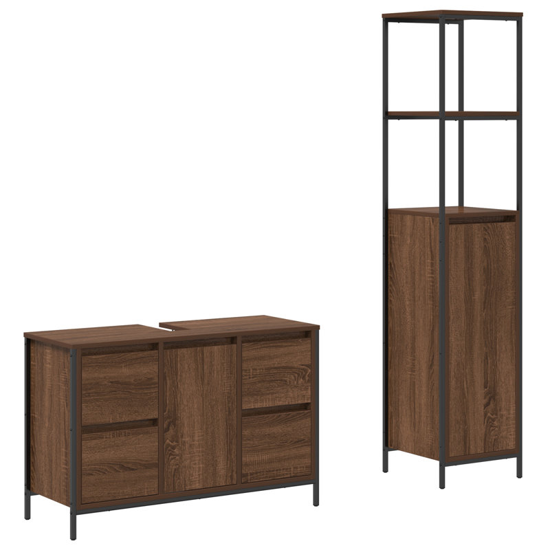 Bathroom Furniture Suite, Dark Wood