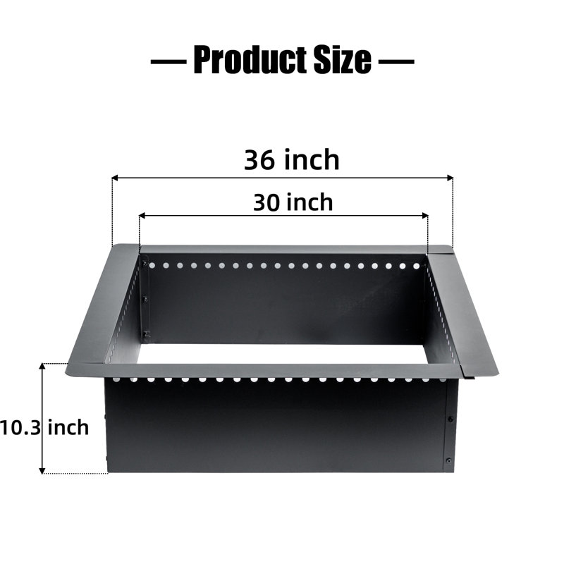 Samiron 36" W X 10" H Square Iron Outdoor Fire Ring