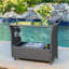 Bar Cart with Wheels, Storage &amp; Ice Bucket | Grey | Rattan+Glass