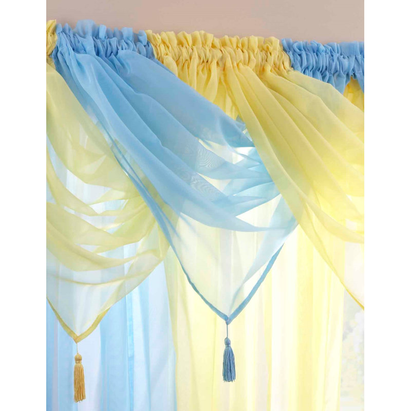 Maloy Solid Colour Pointed Window Pelmet, Sky Blue