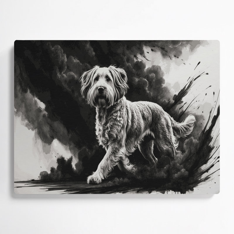 «Dogs Briard», art mural en métal gris, H 11 po x l 14 po