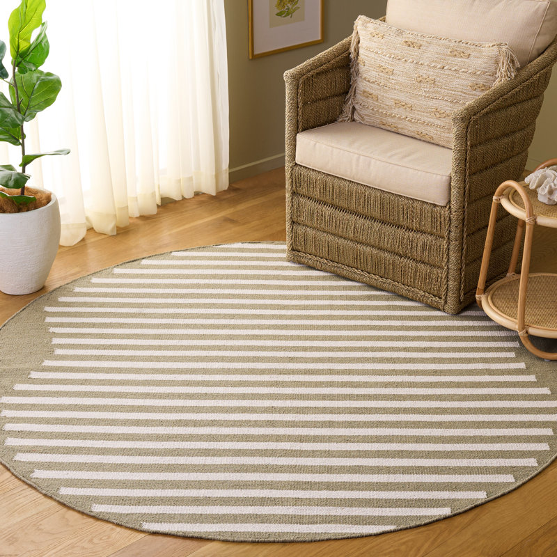 Tapis rayé en coton Esven, Rond 6 pi