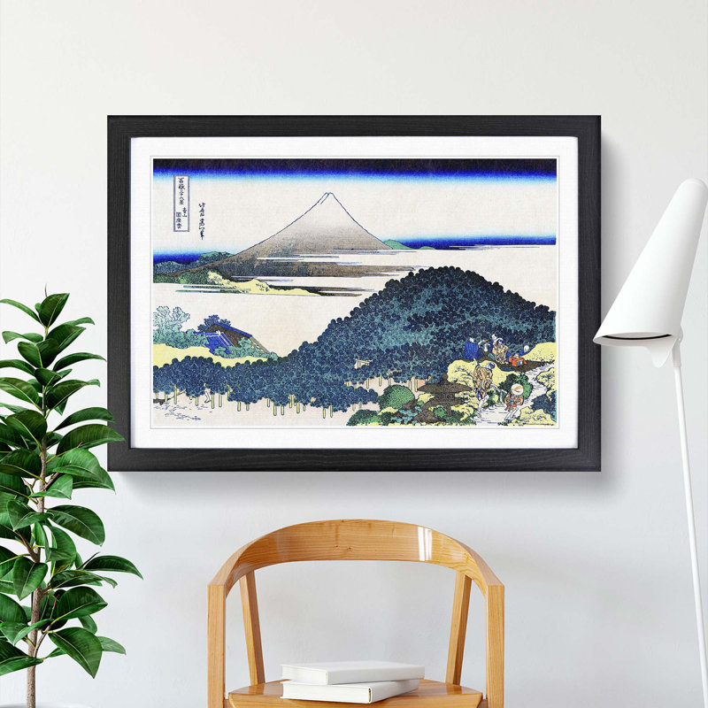 The Coast of Seven Leagues by Katsushika Hokusai - Picture Frame Painting Print, 48cm H x 65cm W x 2cm D, Black Framed