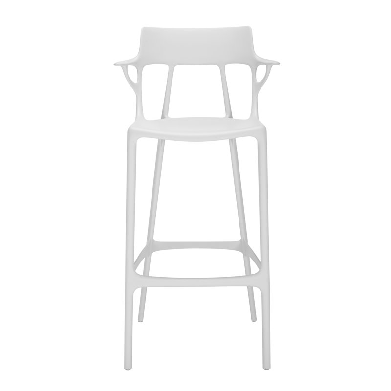 A.I. Tabouret recyclé, Blanc, Barre