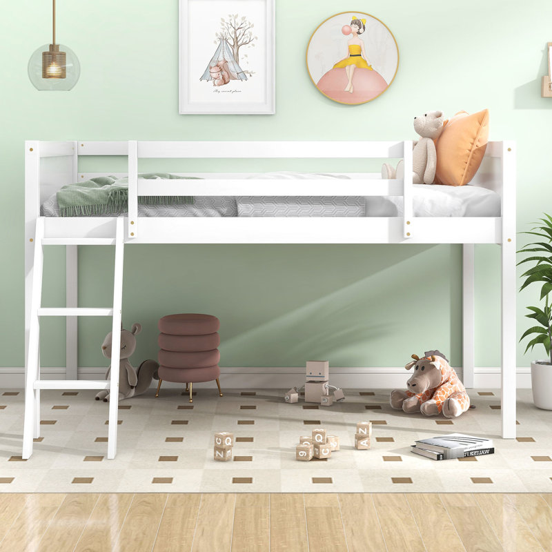 Lit mezzanine simple avec rangement portable, Blanc