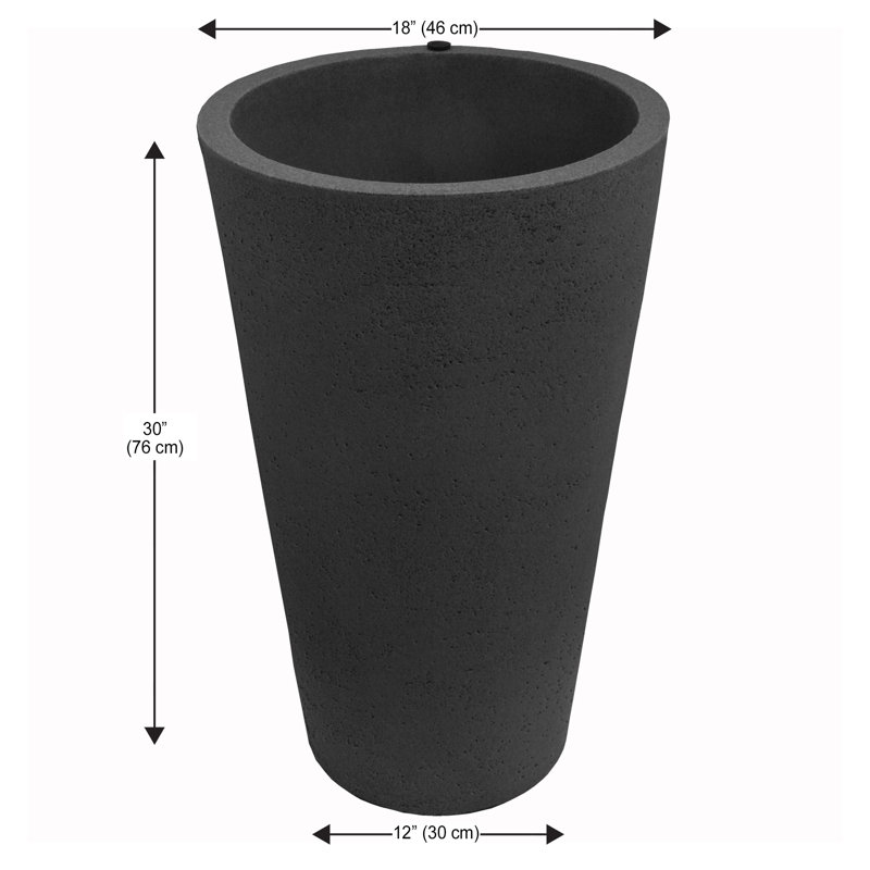 Crete Planter, 30" H x 18" W x 18" D, Black