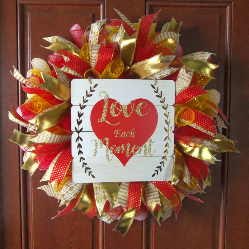 Valentines Day Deco Mesh Wreath