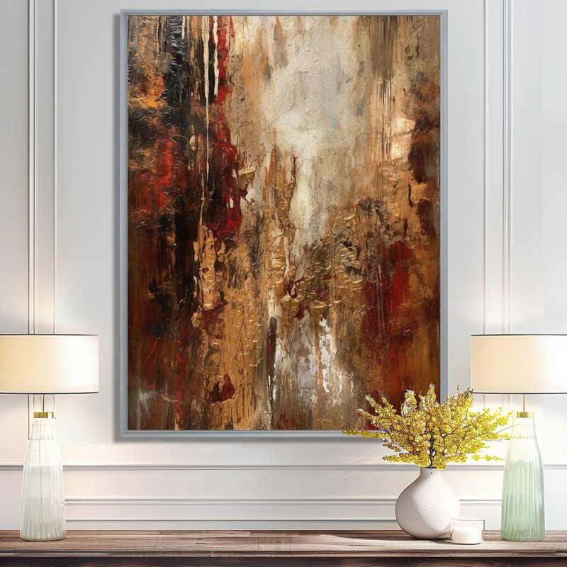 Révélations italiennes anciennes en or et rouge - reproduction d'art sur toile, H 44 po x l 34 po x P 1,5 po