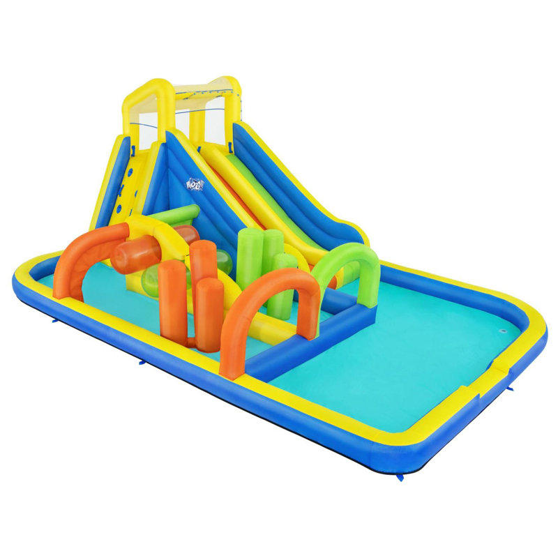 Bestway H2OGO AquaRace Inflatable Outdoor Water Slide Park with Air Blower